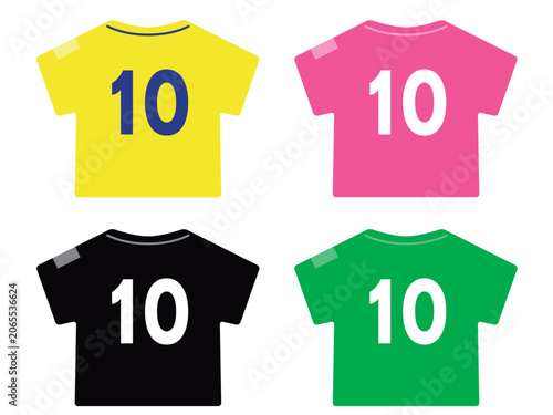 サッカースポーツ背番号10のユニフォームイラストセット／ベクター素材