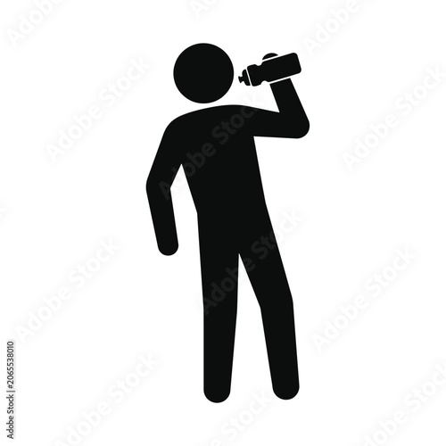 Принти на полотні Black silhouette of a person drinking from a water bottle
