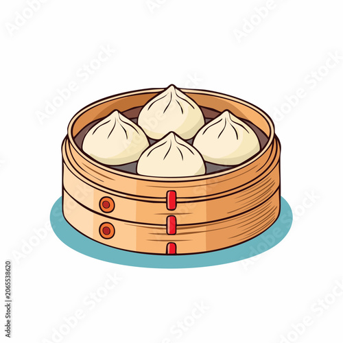 Steamed Dumplings in Bamboo Steamer