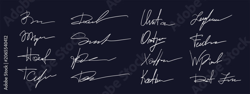 Obraz na płótnie Hand drawn name signatures featuring authentic autograph set