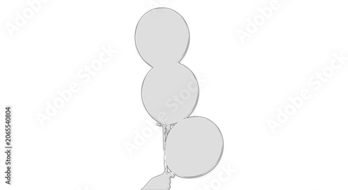 Canvas Print Three white balloons floating gently in the clear air with transparent backgroun