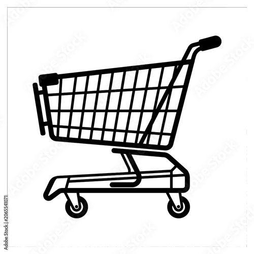 Grocery Cart Black White Background