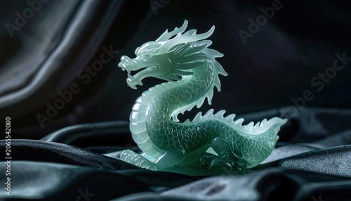 Sleek Translucent Green Jade Dragon Sculpture