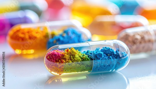 Vibrant Rainbow Powder Filled Translucent Gelatin Capsules