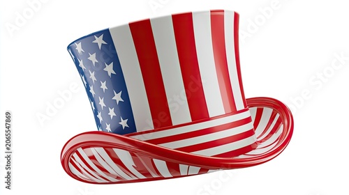 Patriotic top hat in red, white, and blue stripes and stars