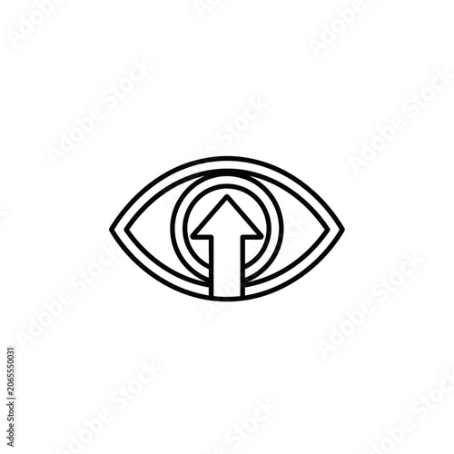 Eye outline icon with an upward pointing arrow.