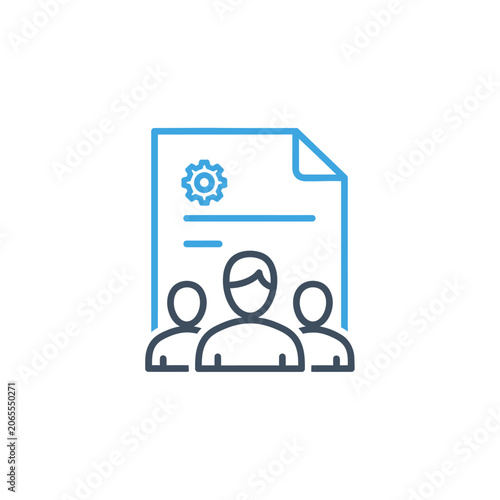 Human resources management icon with team and document