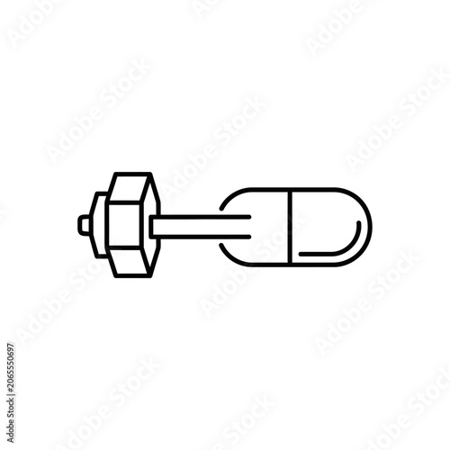 Fitness dumbbell icon combined with medical capsule pill.
