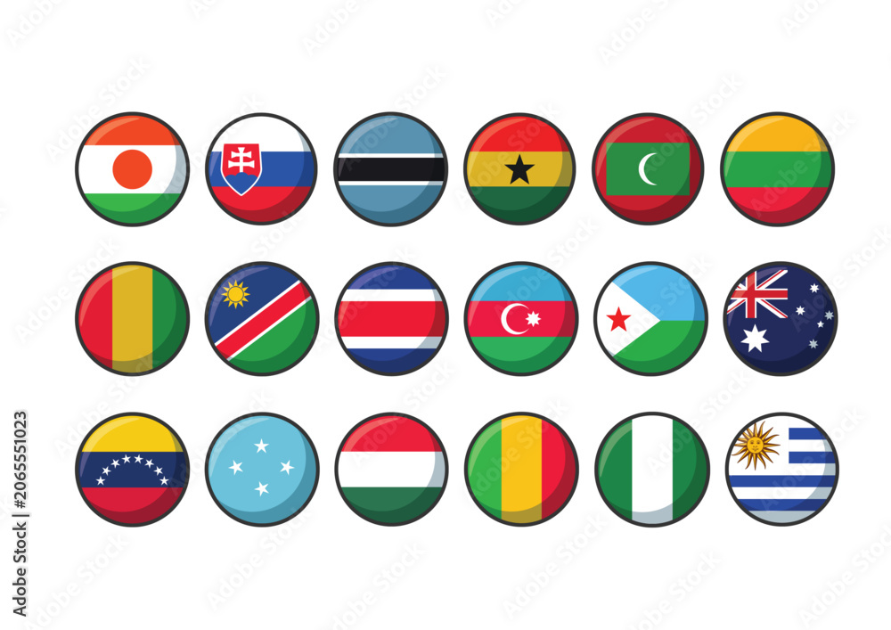 Obraz premium Color Full All Country Flags icon vector Set Illustration