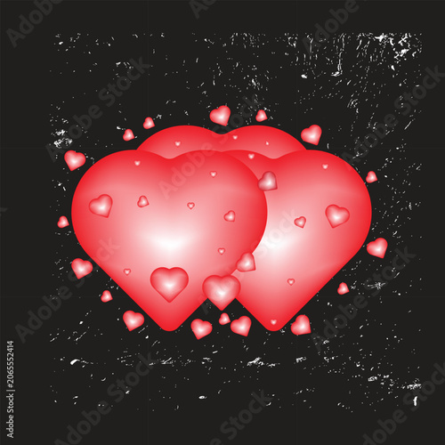 Red hearts, heart icons, love symbols, valentine graphics, vector illustrations