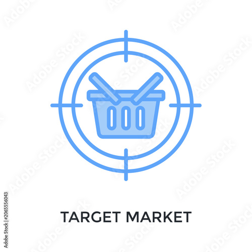 Target Market Icon Lineal Blue Style. Vector Illustration For Graphic Design