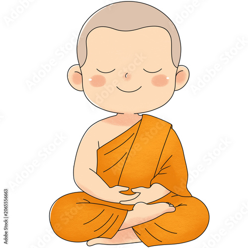 Bilde på lerret buddhist monk cartoon