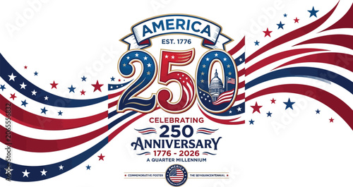 Obraz na plátne Celebrating 250 years of american independence america 1776 2026 quarter millenn