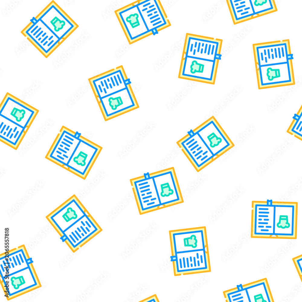 Fototapeta premium cook book vector seamless pattern cook book sign illustration