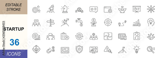 Fotografie Startup line icon set