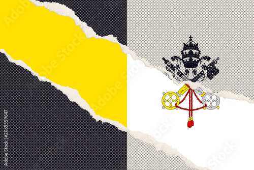 Cuadro en lienzo Vatican Citys Papal Tiara and Keys of Saint Peter Symbolism with Ripped Paper Ef