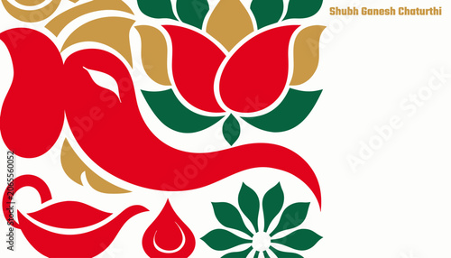 Expressive paper-cutout Ganesh Chaturthi with rhythmic modak, leaping diya, dynamic asymmetry for call-to-action banner