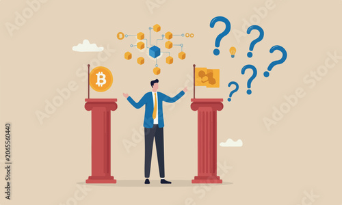 Photos What currency technology, blockchain class and education concept, businessman ex
