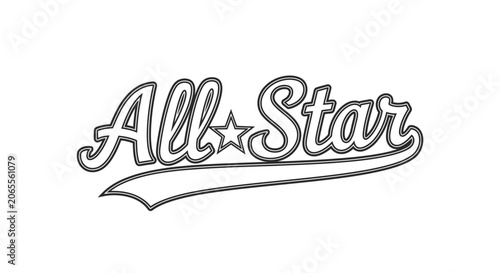 All Star text logo design with a classic vintage baseball style font.