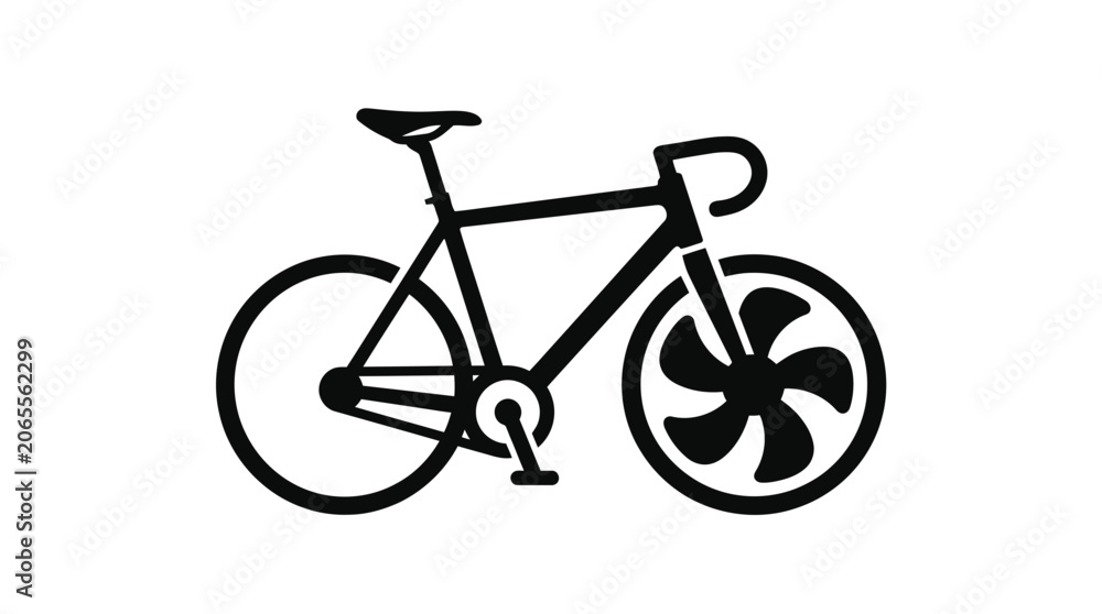 Fototapeta premium Minimalist Black Bicycle Icon, Vector Graphic, Isolated on White Background