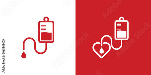 Obraz na plátně Blood donation concept with blood bag and heart shape.