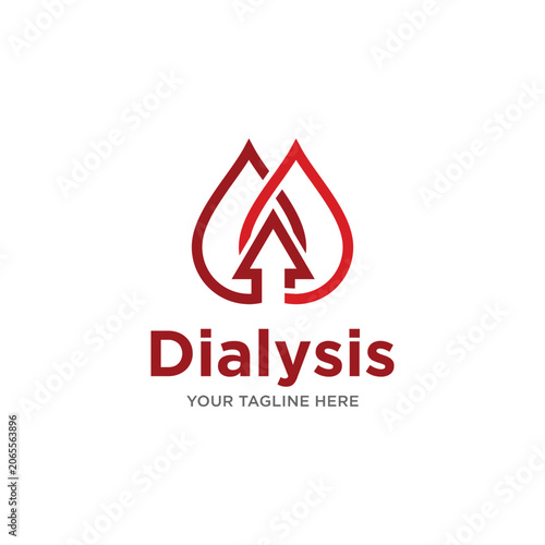 Dialysis Logo Design Medical Healthcare Symbol with Arrow and Drop.