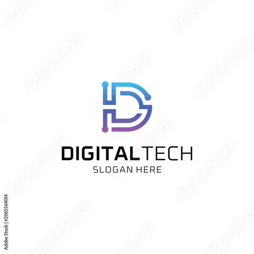 Digital Tech Logo Design Modern Technology Branding.