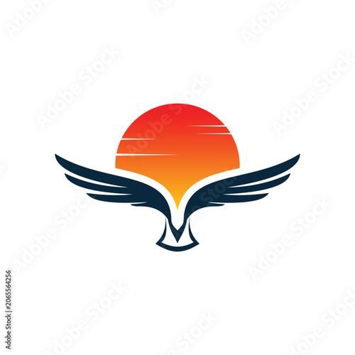 Eagle soaring towards the sunset a symbol of freedom and ambition.