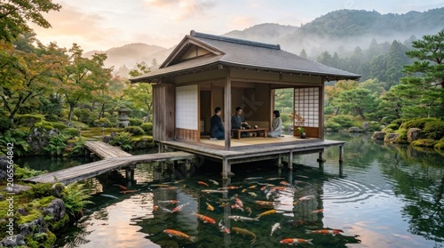 japanese garden in the morning