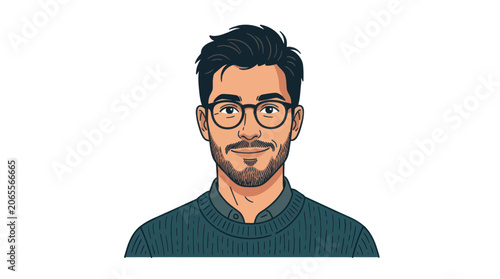 Smiling professional man with glasses and beard wearing a sweater