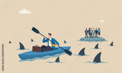Foto Risk taker, red or teams or entrepreneurship, determination or adversity concept