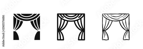 Φωτογραφία Curtains and drapes icon set