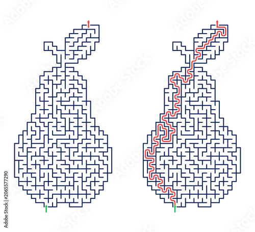 Summer Pear-shaped maze puzzle for kids 