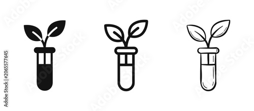 Bild auf Leinwand Plant in Test Tube Icons Representing Biotechnology, Science, and Growth Experim