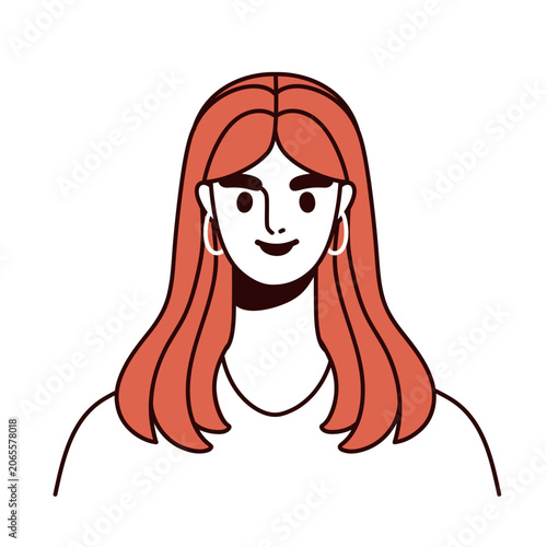 Smiling woman portrait with confident face expression. Female head avatar loo...