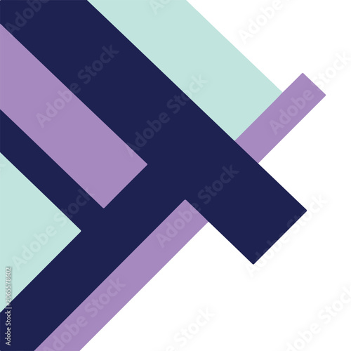 Geometric shapes in purple and blue hues on white background
