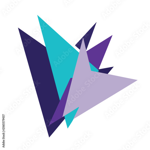 Geometric abstract shapes in purple and blue hues