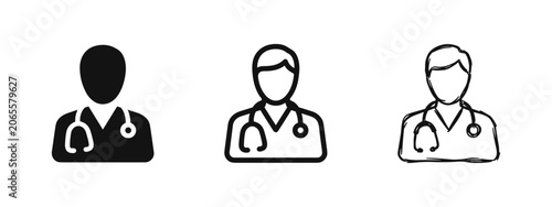 фотографія Professional Doctor and Medical Practitioner Icon Set in Three Design Styles