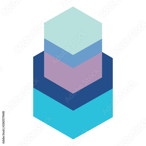 Geometric shapes, stacked hexagons in pastel colors