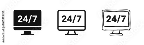 Obraz na plátně 24/7 Service Monitor Icon Set