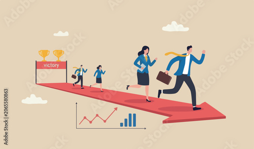 Fotografie Business competition, or competitors victory, performance employees concept, bus