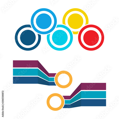 Canvastavla Collection of colorful circular infographics and layered band designs, ideal for multi-stage processes and comparative data display