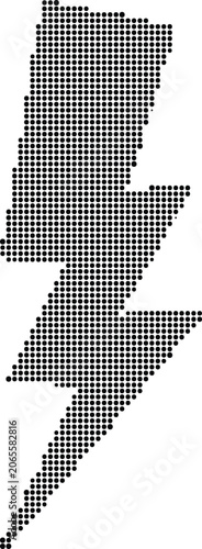 Bild auf Leinwand Black and white illustration of a sharp lightning bolt on transparent background