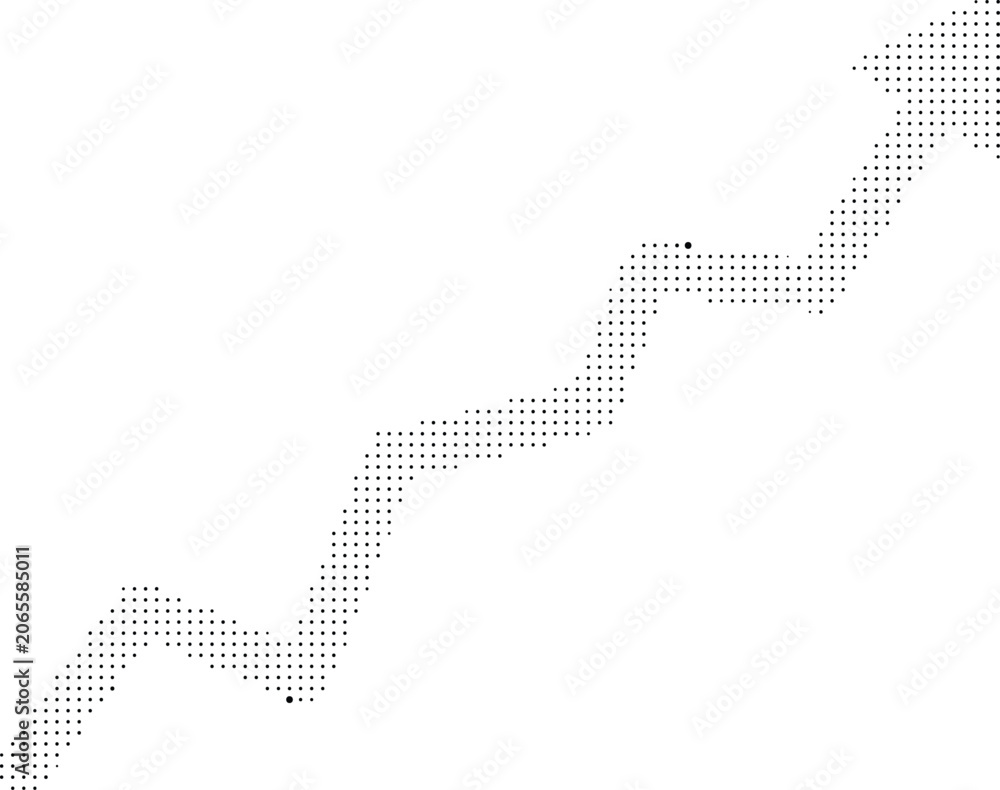 Fototapeta premium A stylized illustration of a staircase made from tiny dots on a transparent background leading upwards.