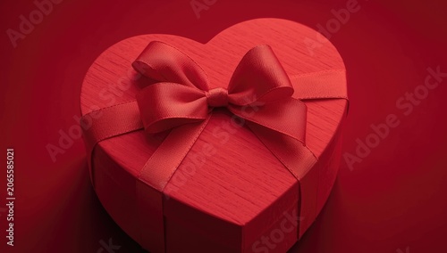 Red heart-shaped gift box w...