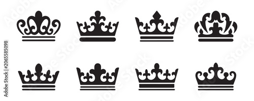 Bilde på lerret Set of vintage floral crown vectors isolated on transparent background for design decoration
