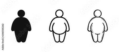 Fotografia Overweight person icon set featuring solid, line art, and sketch styles