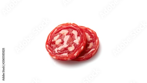 Sliced cured meat with marb...