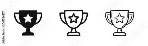Canvastavla Trophy cup with star icon set, winner award symbols, champion prize achievement