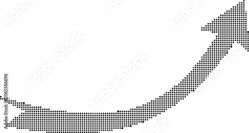 A large gray arrow points upward with a mesh pattern on a transparent background.